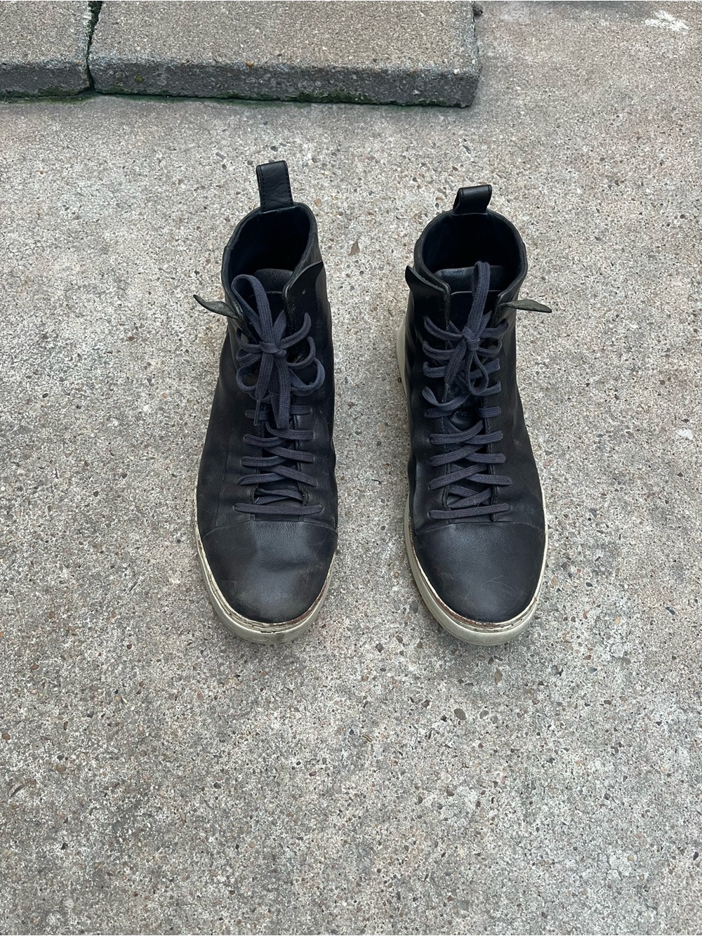 John Varvatos Black High-Top Leather Lace-Up Boots